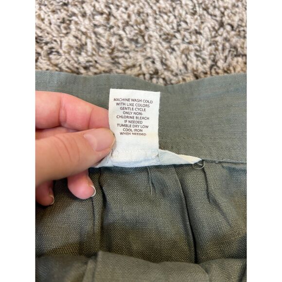Workshop Andrea Jovine Army Green Linen Skirt Womens Sz 12 Button Up Coastal - Picture 7 of 9